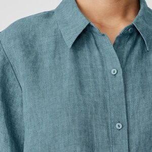 Eileen Fisher Washed Organic Linen Delave Classic Collar Shirt